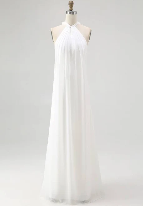 Berylove Women's Simple Halter A Line Sleeveless Maxi Dress