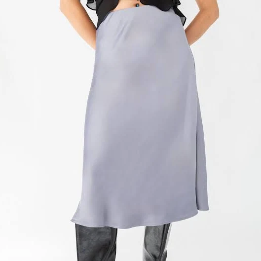 Oak + Fort Satin Midi Slip Skirt