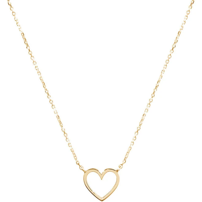 Dainty Heart Charm Necklace in Solid Gold