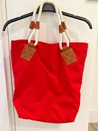 GAP Large RED Canvas Beach Rope Straps Shoulder Tote Bag