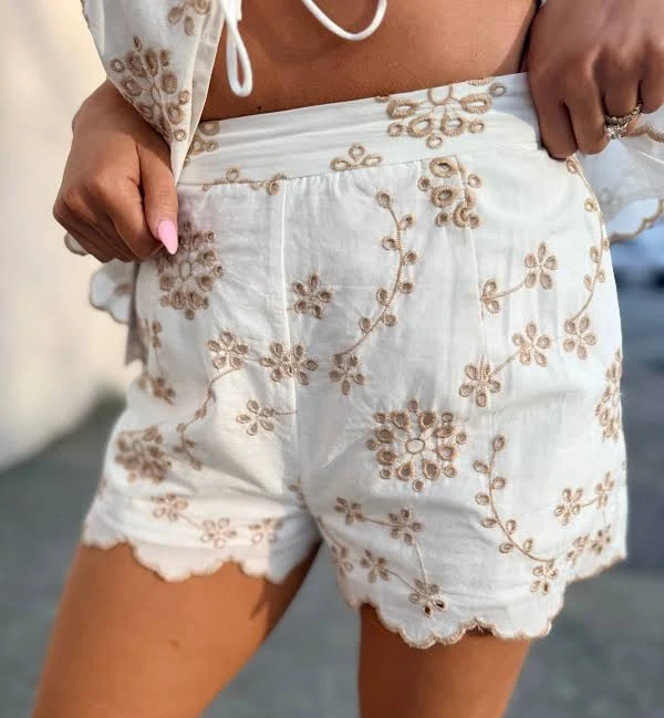 Embroidered Eyelet Shorts