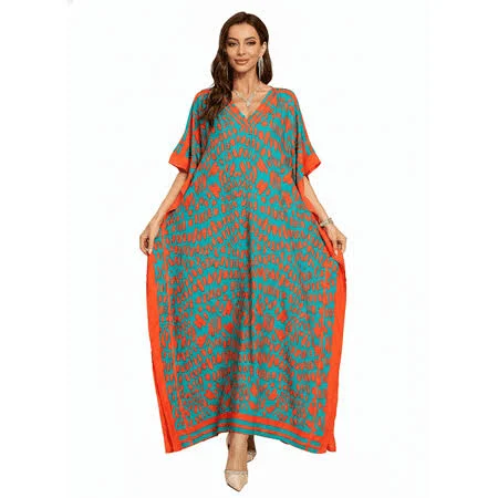 Women's Loose Fit Abstract Print Kaftan Dress