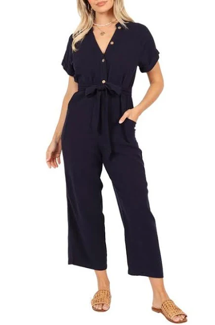 Petal & Pup Women's Archie Tie Waist Linen Jumpsuit