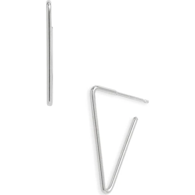 Nashelle Women's Sterling Silver Geo Hoop Earrings