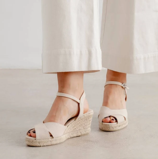 TAGGIA Organic Cotton Jute Wedge with Rubber Sole