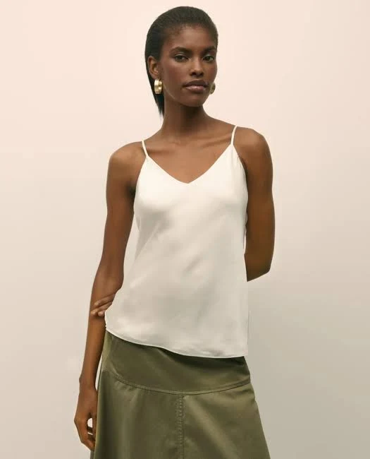 Brooks Brothers Women's Washable Silk Charmeuse V-Neck Camisole