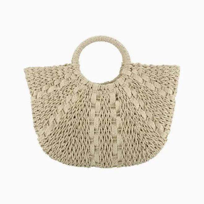 Straw Tote with Top Handle Handbag