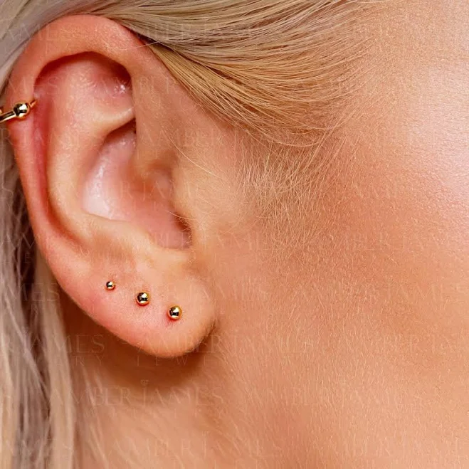 18K Gold Plated Dainty Ball Stud Earrings