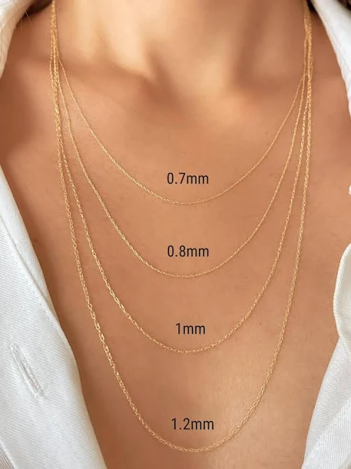 14K Solid Gold Rope Chain Necklace
