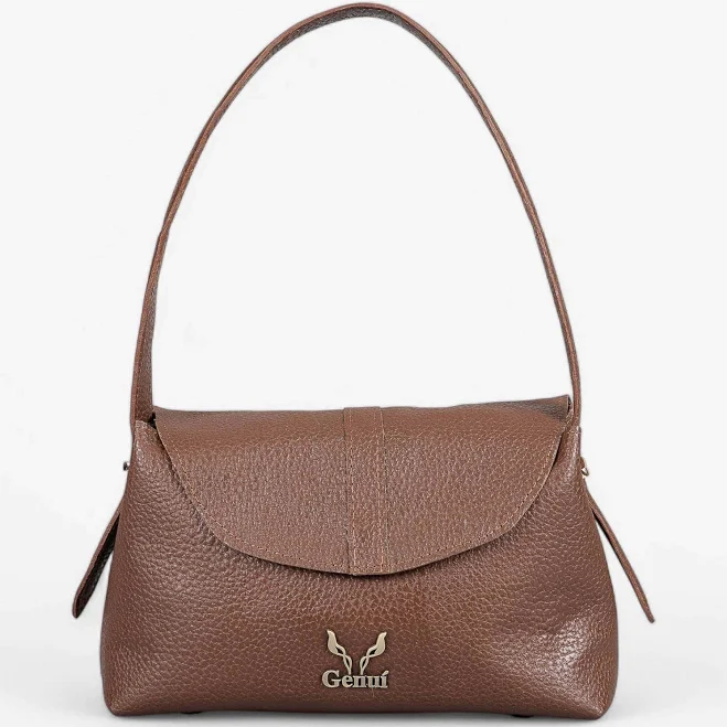 Handcrafted Leather Shoulder Bag with Flap Closure