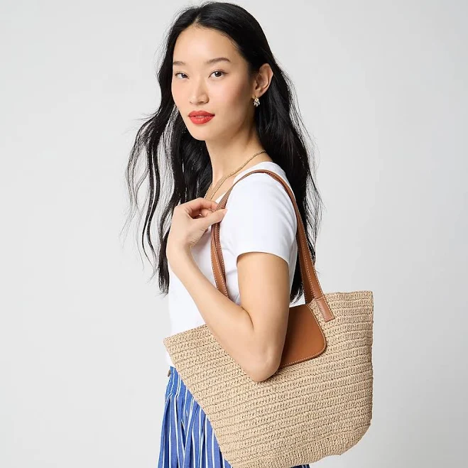 J.Crew Women's Straw Raffia Tote Bag