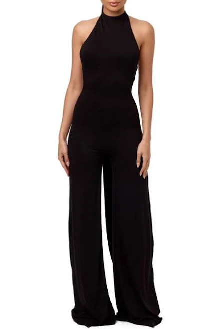 Naked Wardrobe Women's Halter Wide Leg Jumpsuit