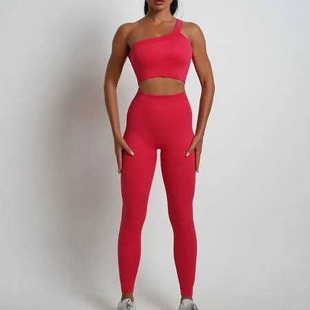 Women's Seamless Ribbed High Waist Leggings with Sports Bra