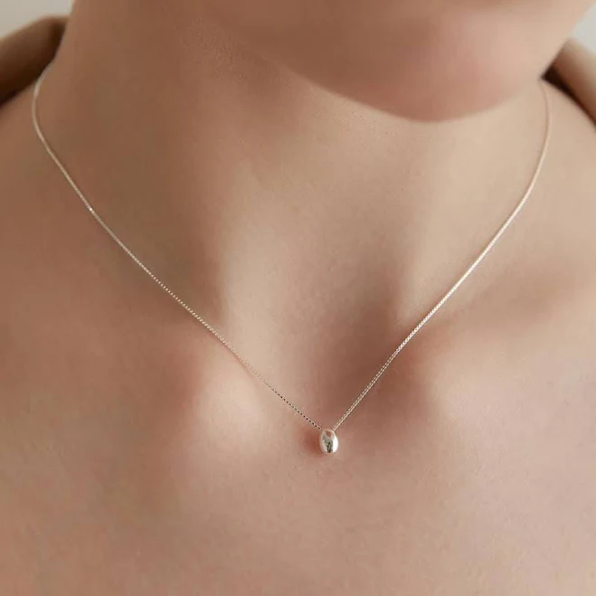 Sterling Silver Dainty Egg Charm Necklace