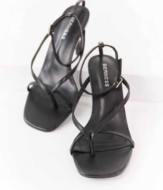 Stiletto Faux Leather Heels with Ankle Strap