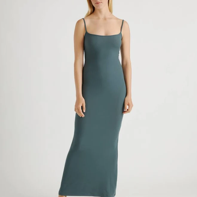 Quince Women's Tencel Rib Knit Body-Hugging Fit Maxi Slip Dress