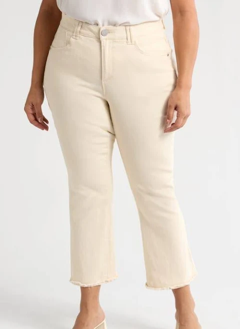 Wit & Wisdom Women's Frayed High Waist Ankle Slim Straight Leg Pants