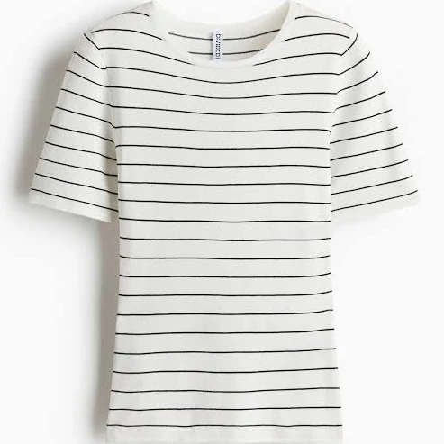H&M Ladies Striped Fine-knit T-Shirt