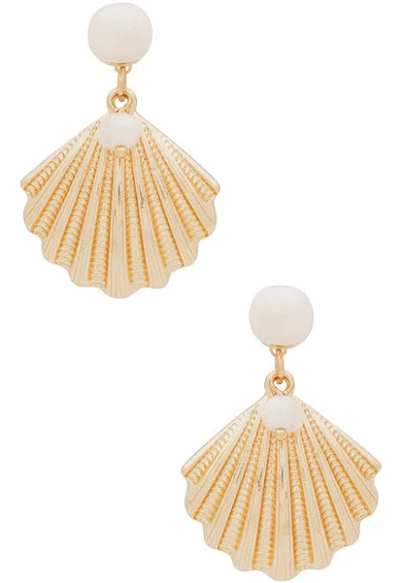 Ettika Scallop Shell and Pearl Earrings