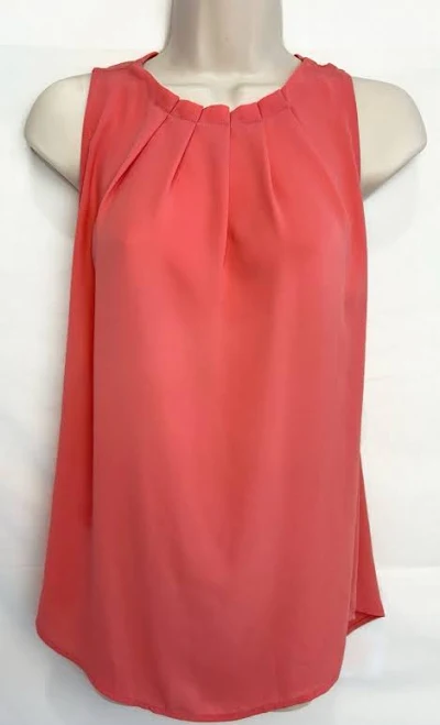 Ann Taylor Coral Chiffon Blouse Sleevelss Tank Top S Pleated Shell