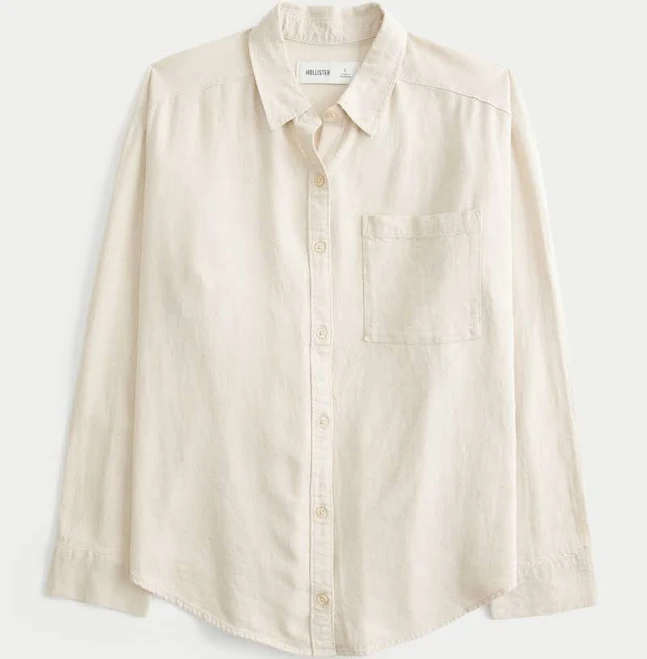 Hollister Women's Oversized Linen-Blend Shirt