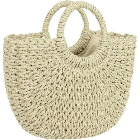 Women's Woven Straw Beach Bag