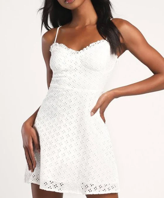 Lulus Sleeveless A-Line Eyelet Mini Dress