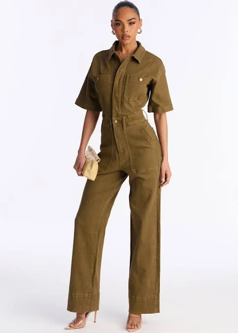 Fashion Nova Marisol Twill Utility Jumpsuit