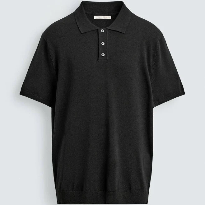 Zara Men's Regular Fit Knit Polo Shirt
