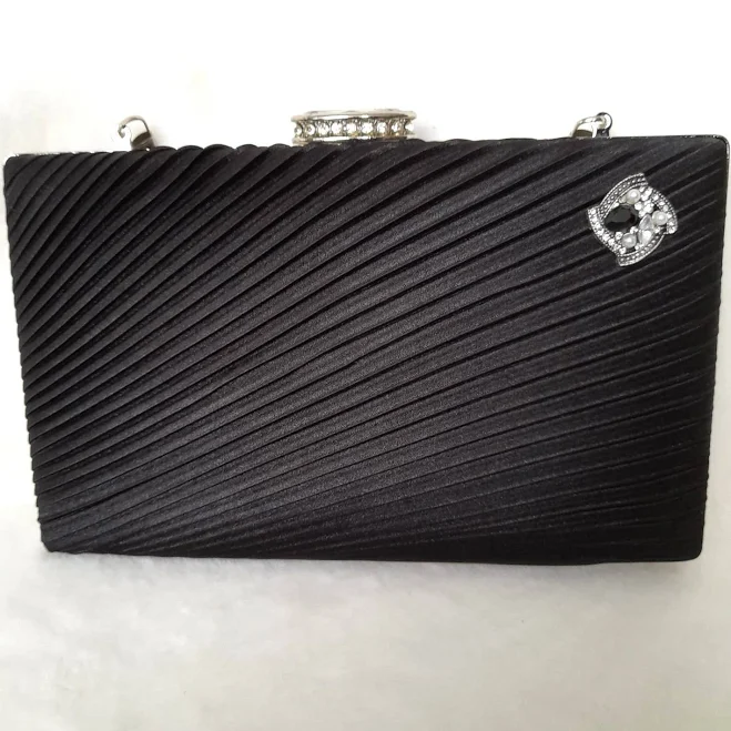 Satin Evening Clutch Bag with Chain Handle