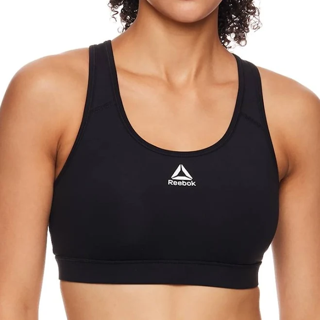 Reebok Women's and Women's Plus Medium Impact Stronger Sports Bra with Mesh Panel and Removable Cups