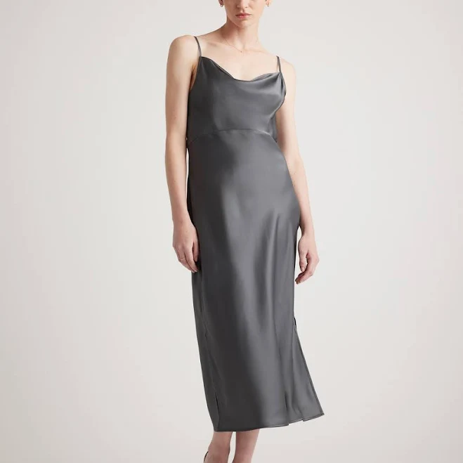Quince Women's Washable Mulberry Silk Cowl Neck Slip Dress