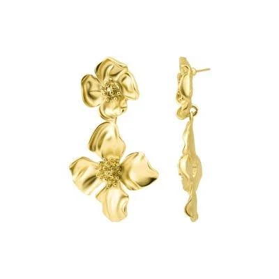 Adornia Women's Gold Plated Flower Drop Earrings