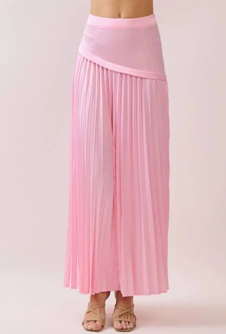 Tcec Satin Pleated Midi Skirt