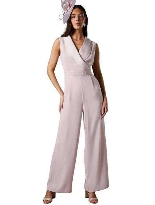 Coast Women's Crepe V-Neck Wrap Wide Leg Jumpsuit