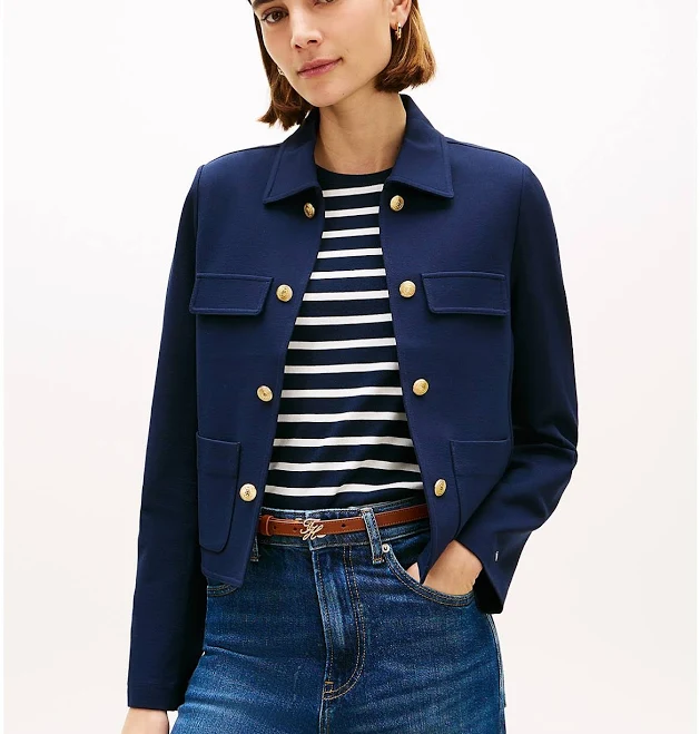 Tommy Hilfiger Women's Ponte Novelty Band Collar Jacket