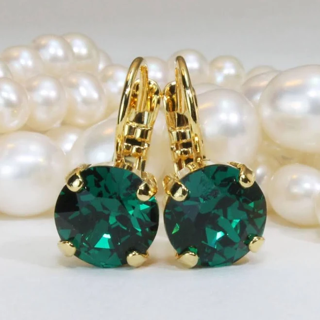 Gold Emerald Dangle Earrings