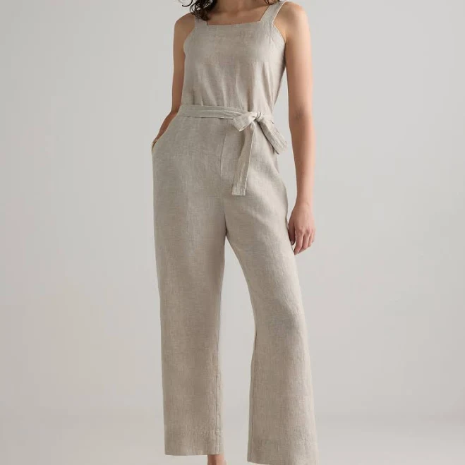Quince Women's European Linen Square Neck Jumpsuit