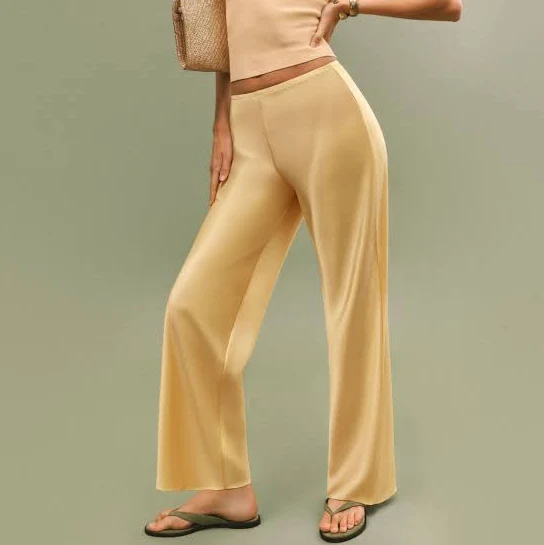 Reformation Gale Satin Mid Rise Bias Pant