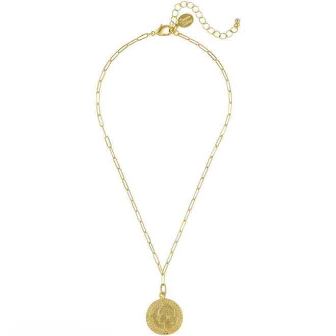 Susan Shaw Dainty 24kt Gold Plated Coin Necklace