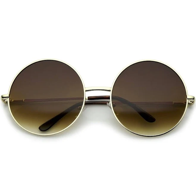 zeroUV Oversize Women's Vintage Metal Round Circle Sunglasses