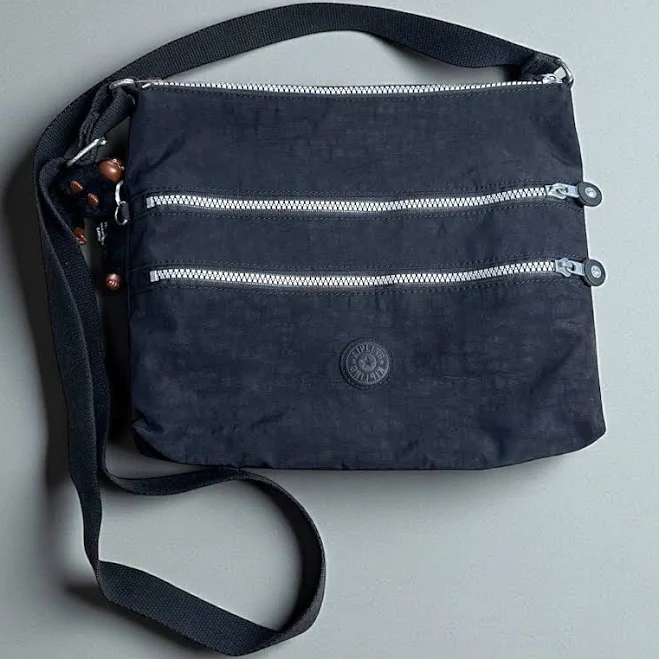 Kipling Black Nylon Crossbody Bag With Multiple Zipper Pockets Handbag