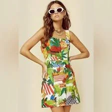 FARM Rio Tropical Fair Linen Mini Dress