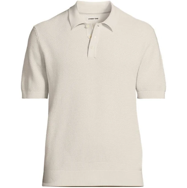 Lands' End Men's Fine Gauge Short Sleeve Sweater Polo