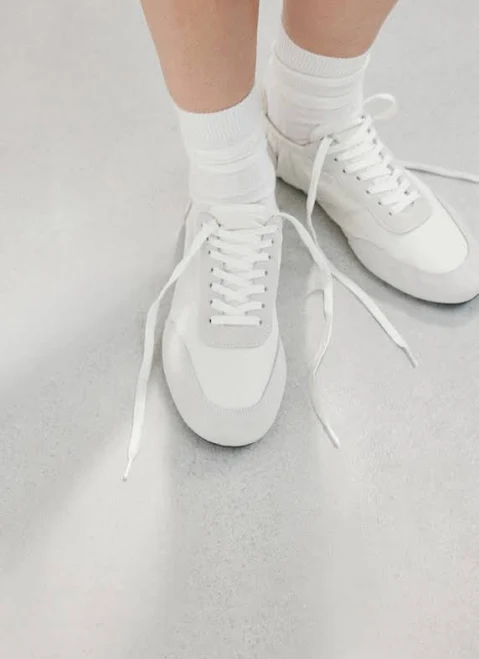MANGO Women's Lace-Up Leather Sneakers
