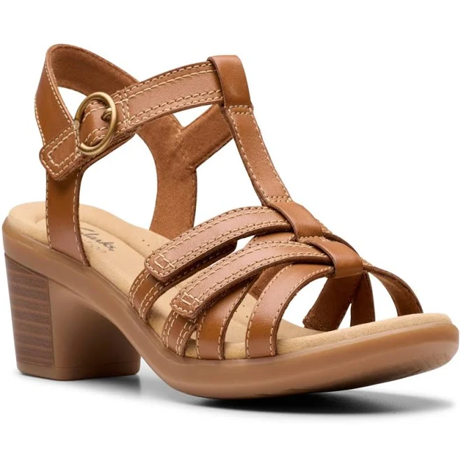 Clarks Women's Emily 2 Rose Leather Block Heel Sandals