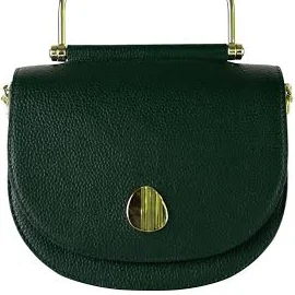 Genuine Leather Crossbody Bag with Gold Hardware