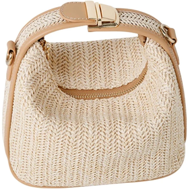 Women's Straw Woven Crossbody Bag with Raffia