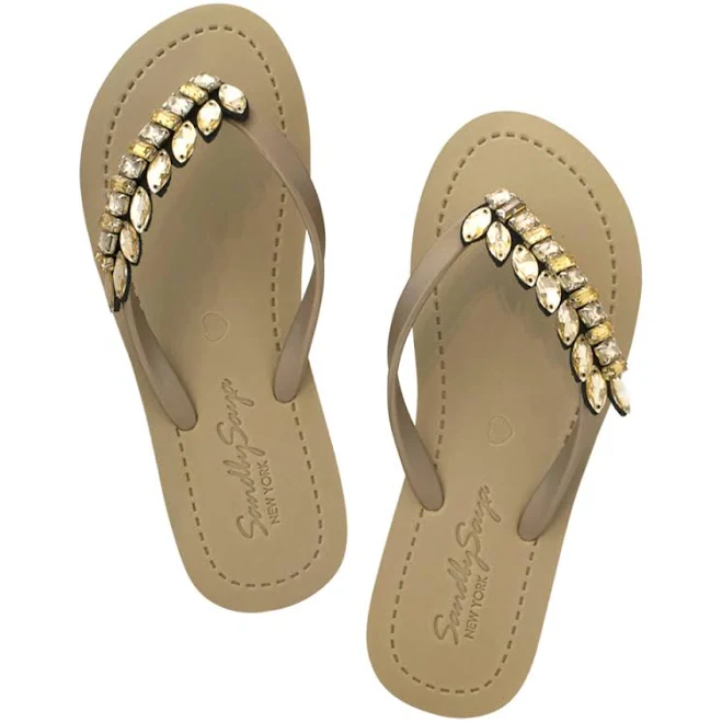 Smith Rhinestone Embellished Flat Flip Flops
