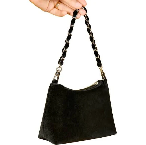 Velvet Evening Shoulder Bag with Chain Handle